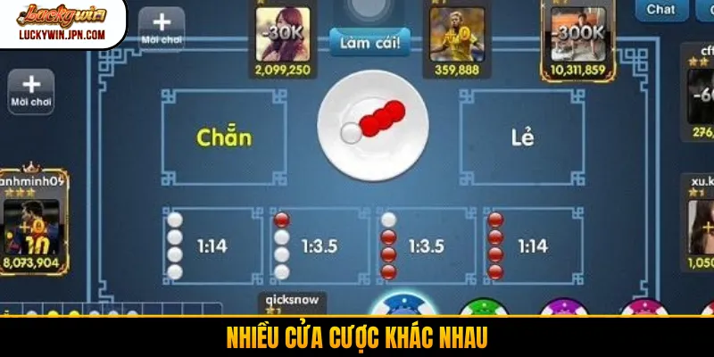 Nhiều cửa cược khác nhau
